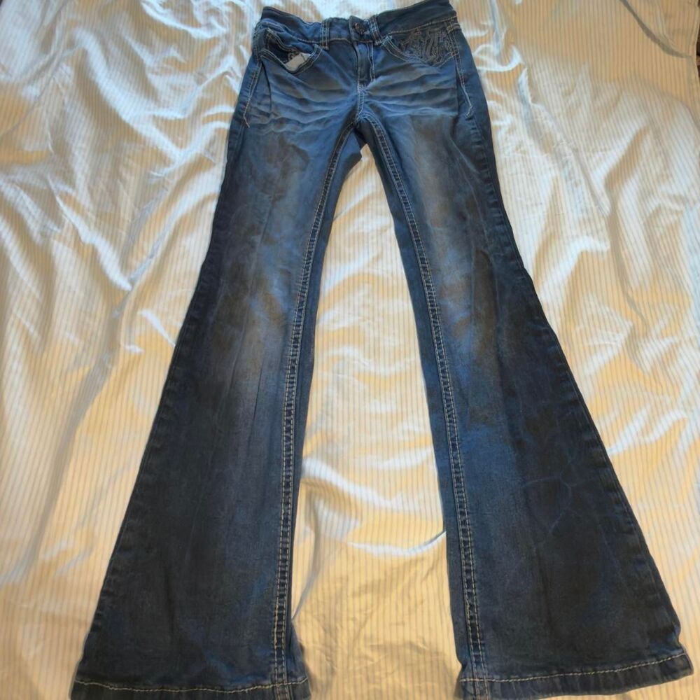 Ninth Hall Alyssia Wings Rider Light Blue Wash Mid Rise Bootcut Jeans Size 2
